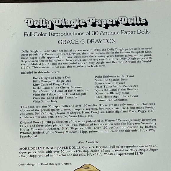 Vintage 1978 Dolly Dingle Paper Doll Book Around The World Grace G Drayton Uncut - Picture 8 of 16